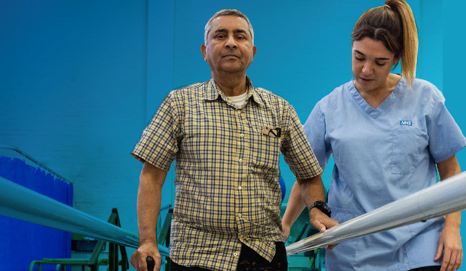 Male physiotherapy patient with physiotherapist