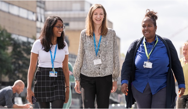 Group of staff walking outside St Mary's