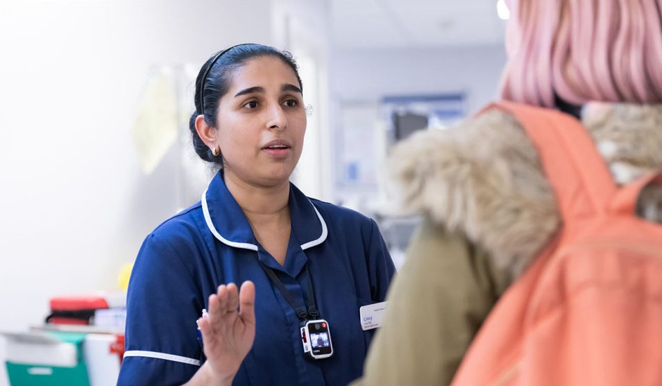 Female nurse with patient