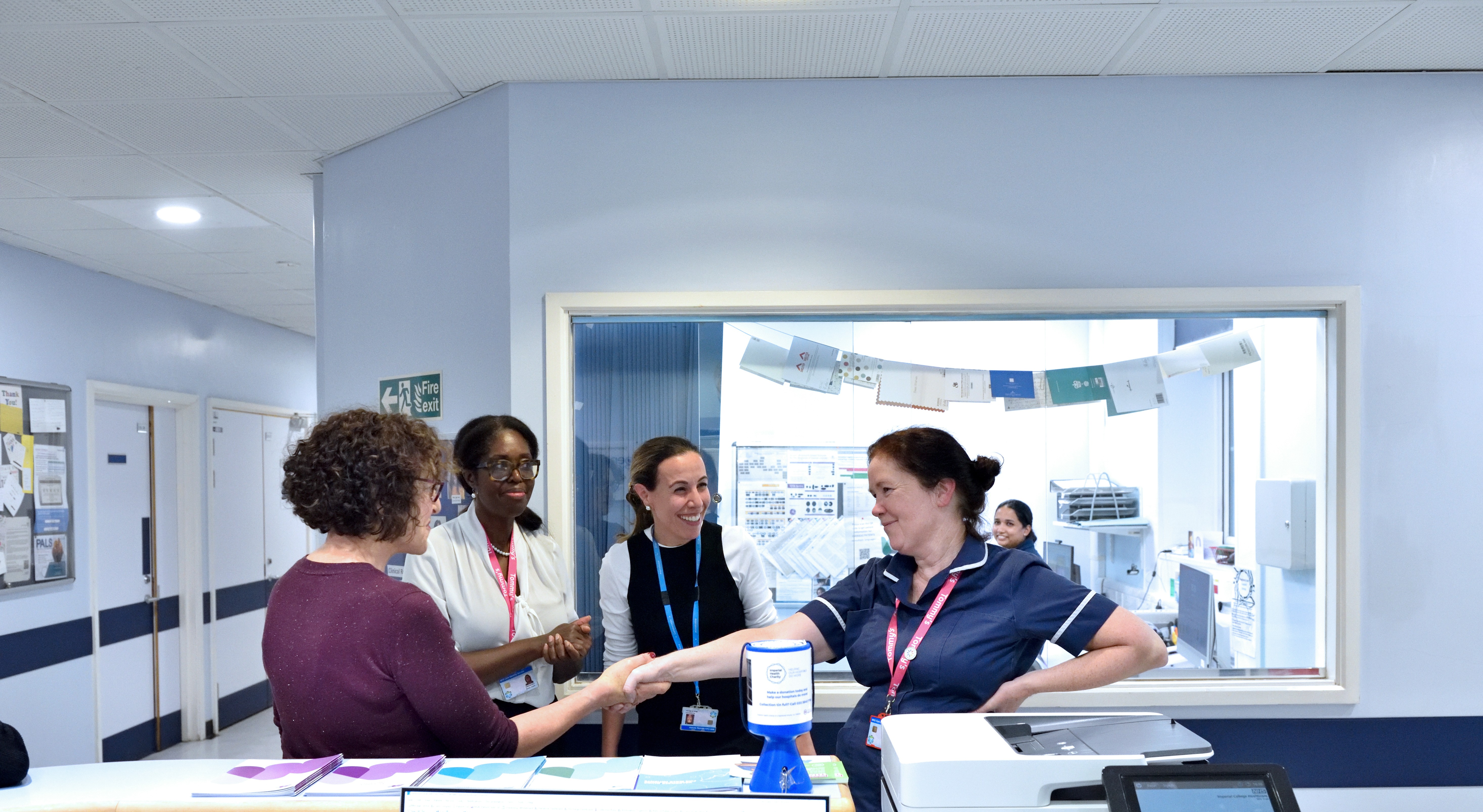 Photo of Baroness Merron meeting staff at Queen Charlotte's and Chelsea Hospital