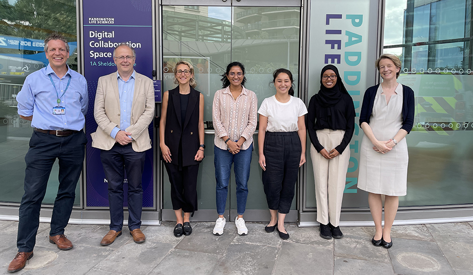 Group of colleagues standing out the Digital Collaboration Space