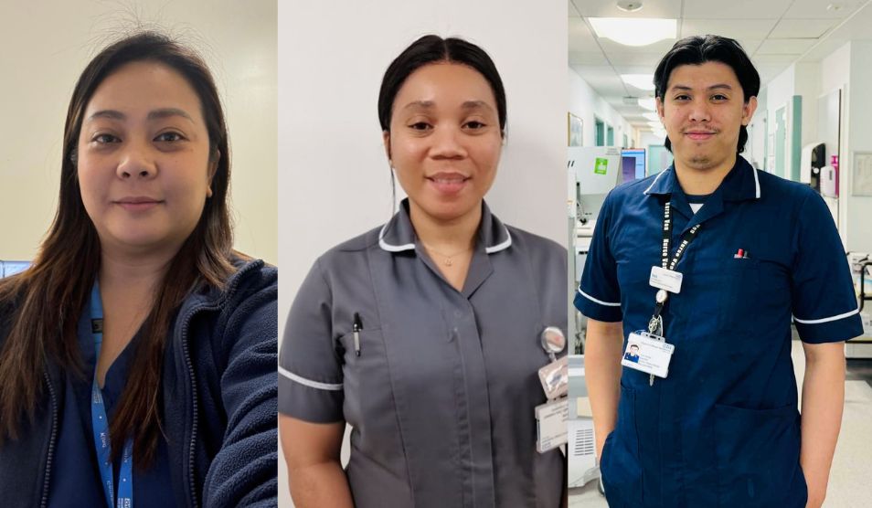 Photos of Andrea Rosete, Lovehan Dacres and Von Jerold Buendia in uniform and side by side