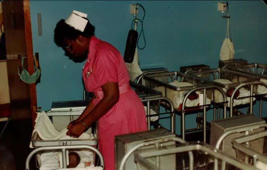 Mother working in Queen Charlotte Hospital in the 70s