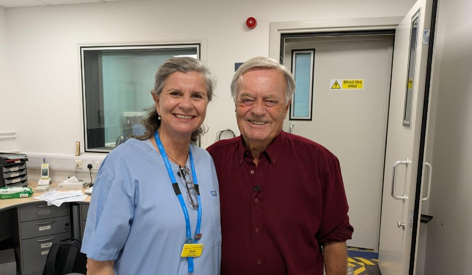 Photo of Renee Almeida and BBC presenter Tony Blackburn