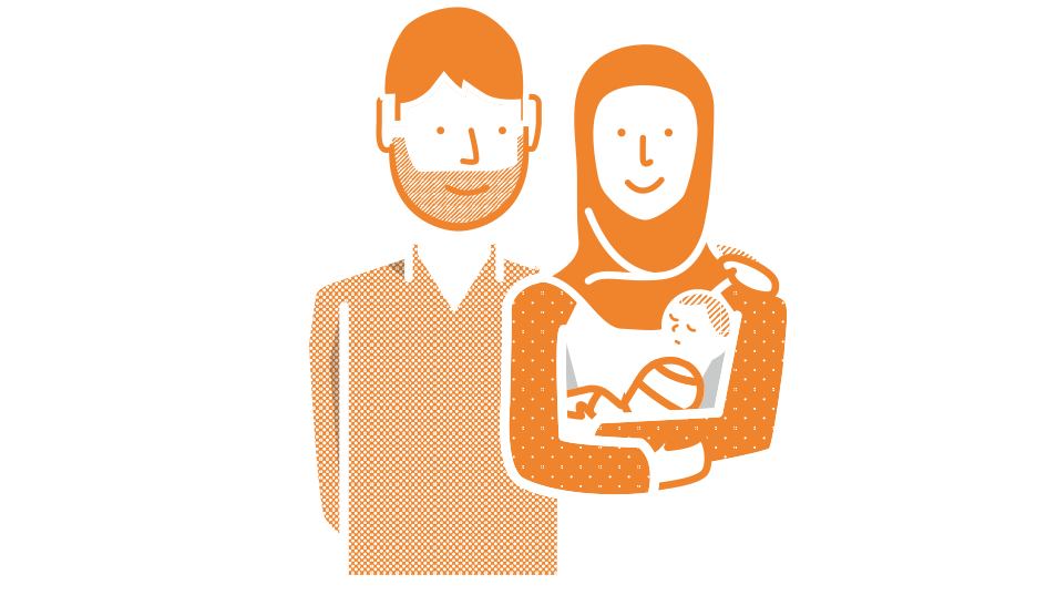 Graphic of a couple with a baby