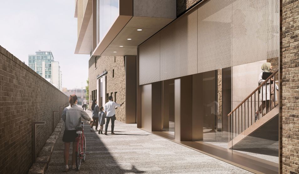 Fleming Centre exterior cobbled street