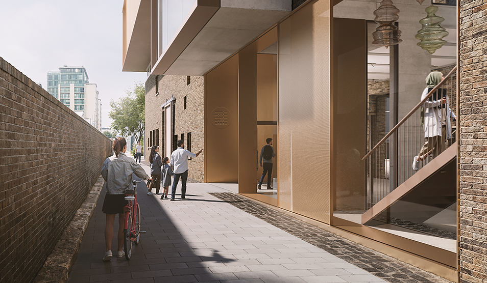 Fleming Centre exterior cobbled street
