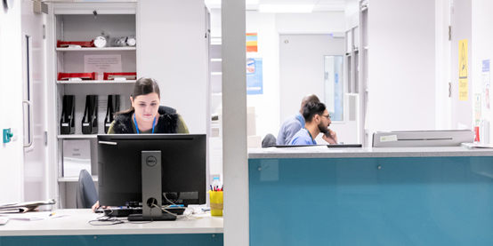 Photo of hospital ward reception desk
