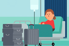 Patient with luggage graphic