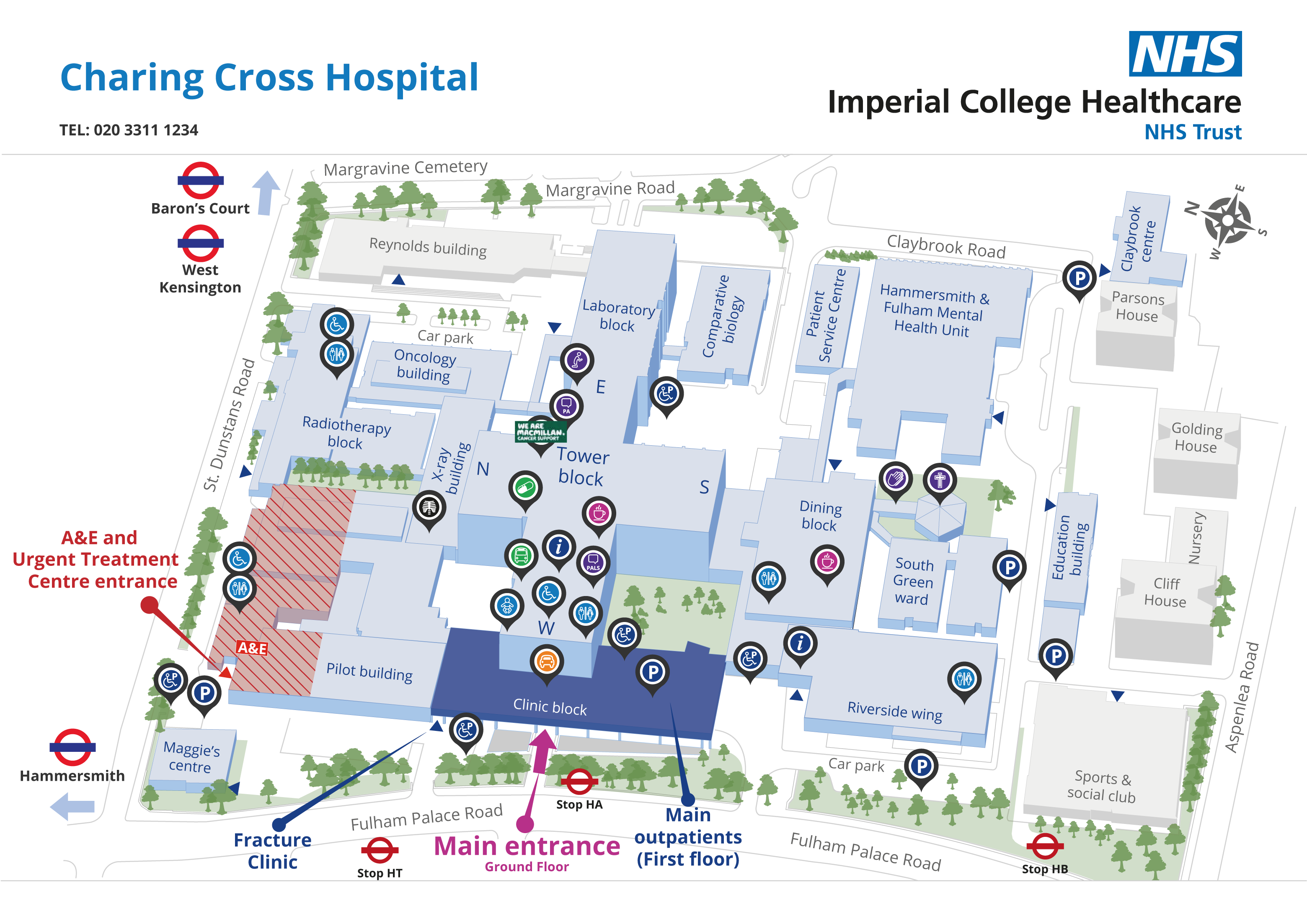 Charing Cross Hospital site map