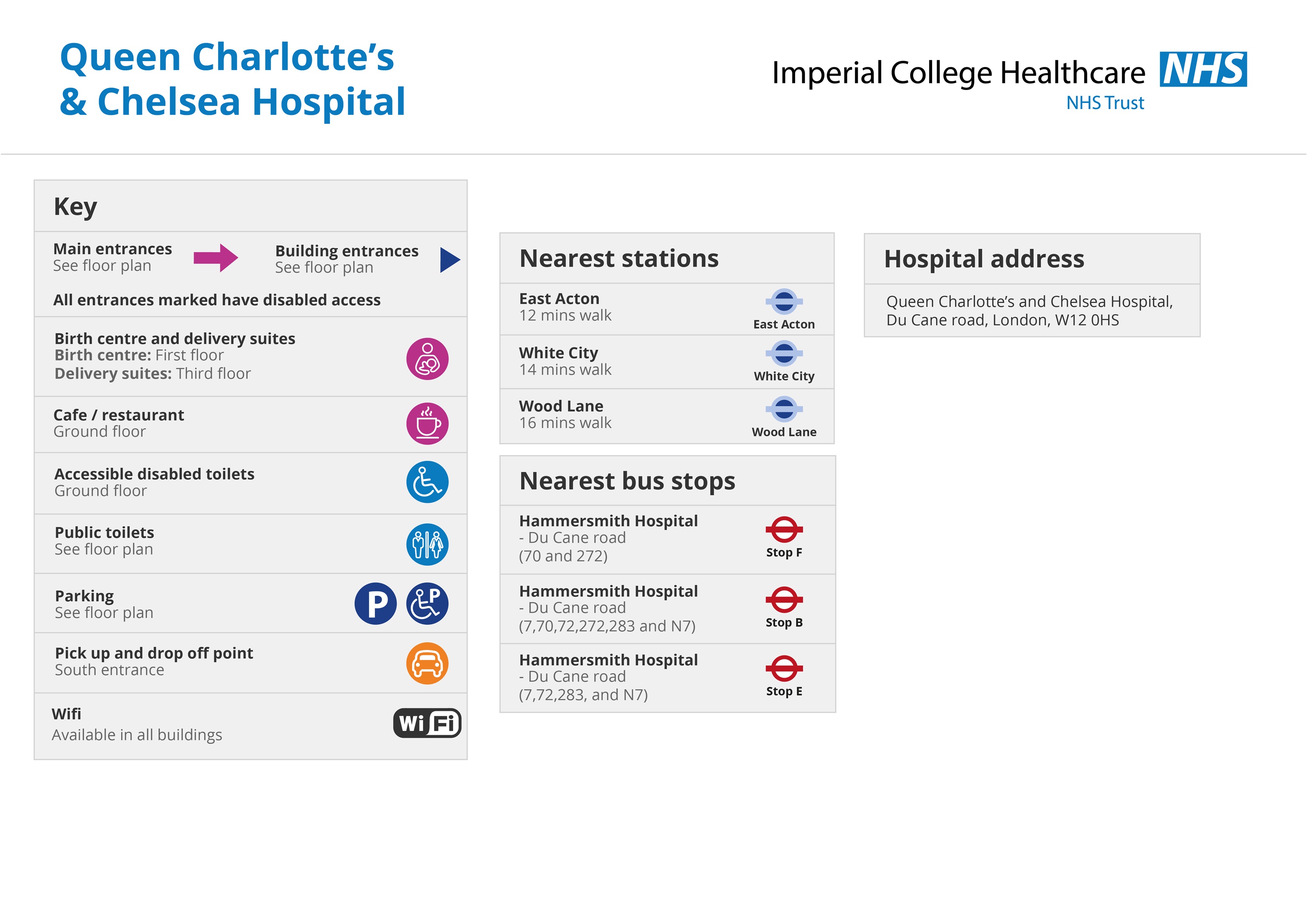 Queen Charlotte's and Chelsea Hospital site map