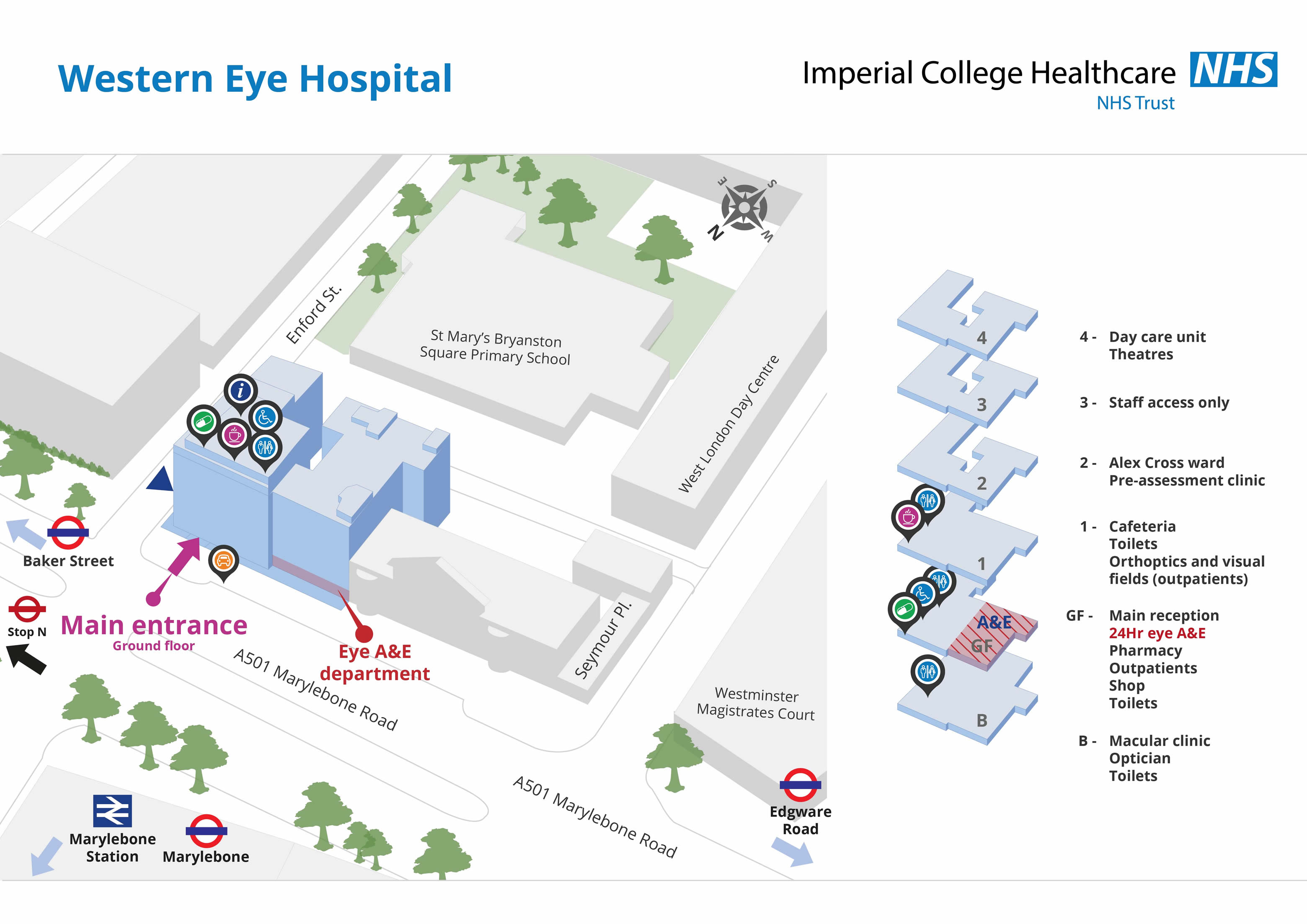 Western Eye Hospital site map