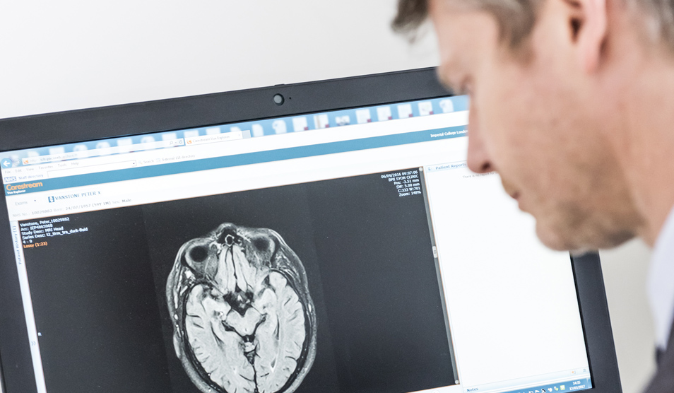 Doctor looking at screen