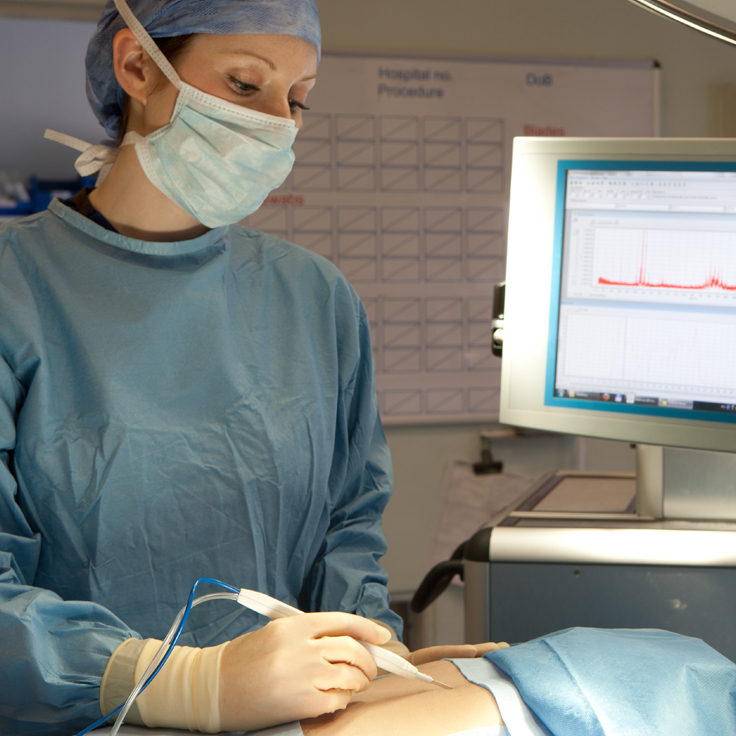 Doctor performing a scan
