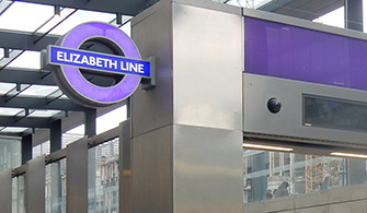 Elizabeth line at Paddington station Elizabeth line at Paddington station