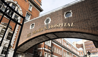 Close up photo of St Mary's Hospital arch