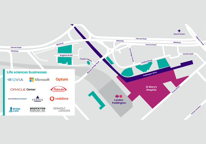 Paddington site map displaying potential nearby business partners