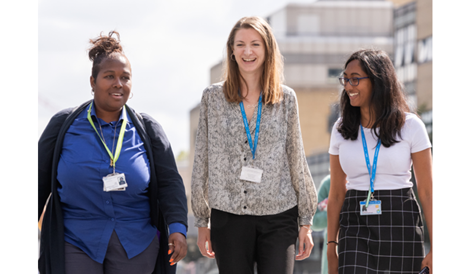 Three female members of Trust staff Three female members of Trust staff