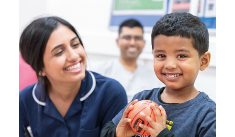 Closeup photo of female nurse and young patient