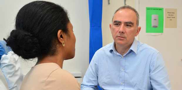 Consultant talking to a patient