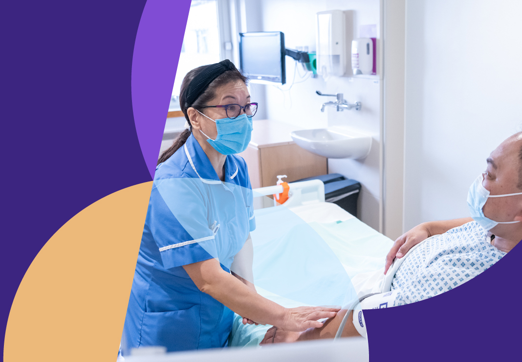 Male patient with nurse