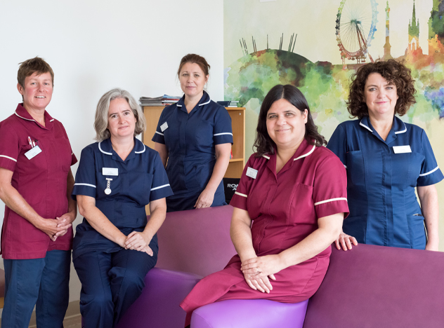 Group photo of some of oncology team at Charing Cross Hospital