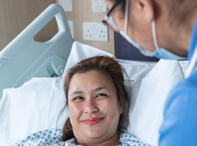 Patient in hospital bed