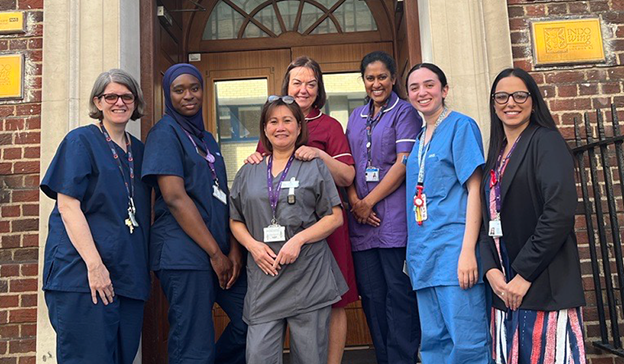 Maternity team on Lindo Wing steps